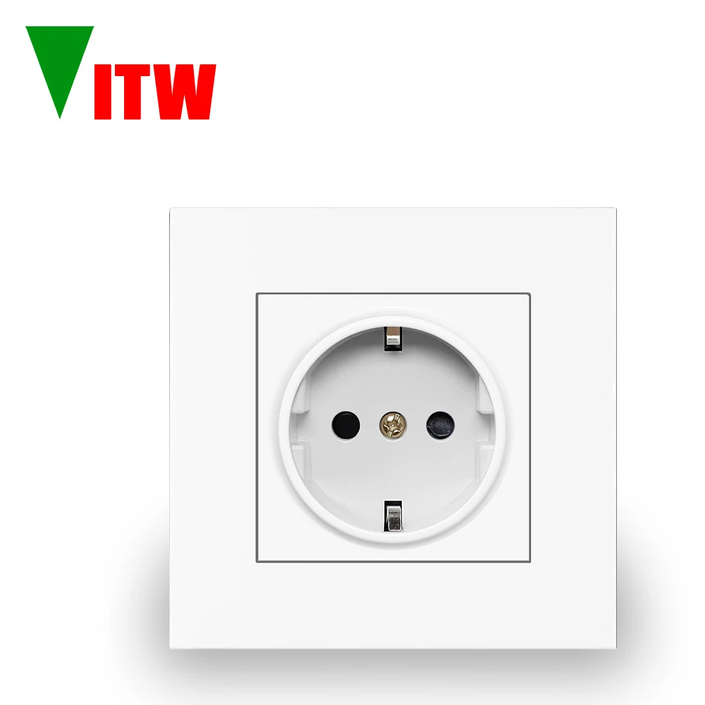 VITW 16A EU Power Socket,110-250V , European Standard Electrical Outlet, White/Black/Gray Wall Socket for Home & Commercial Use