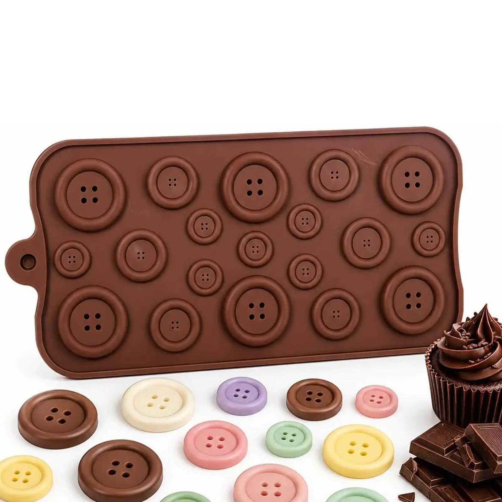 Food Grade Silicone Chocolate Molds Easy Release Button Mould Non-Stick DIY Crafts Baking Mold for Candy Gummy, Christmas Hallow