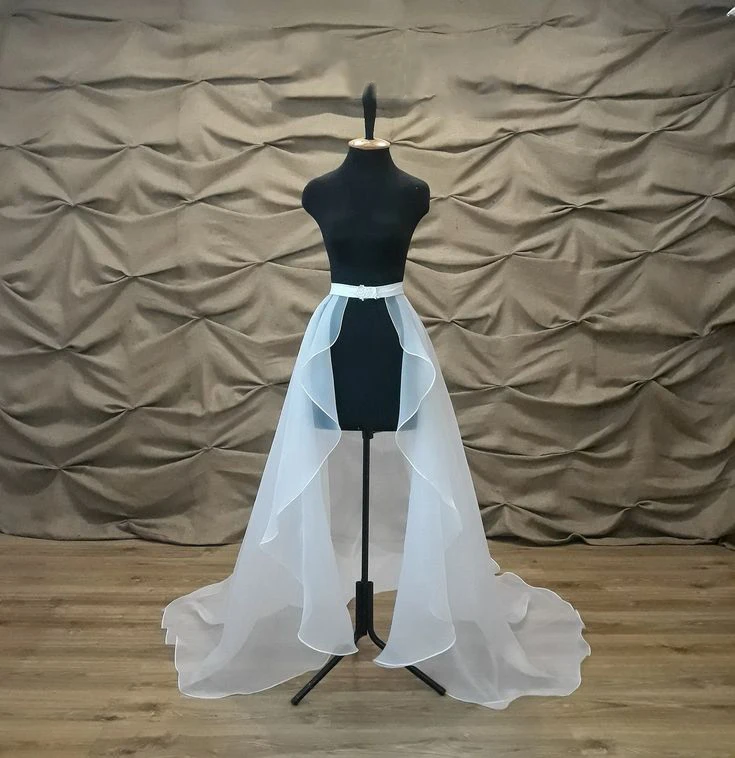 Falda desmontable de Organza para boda, vestido de novia con cola extraíble