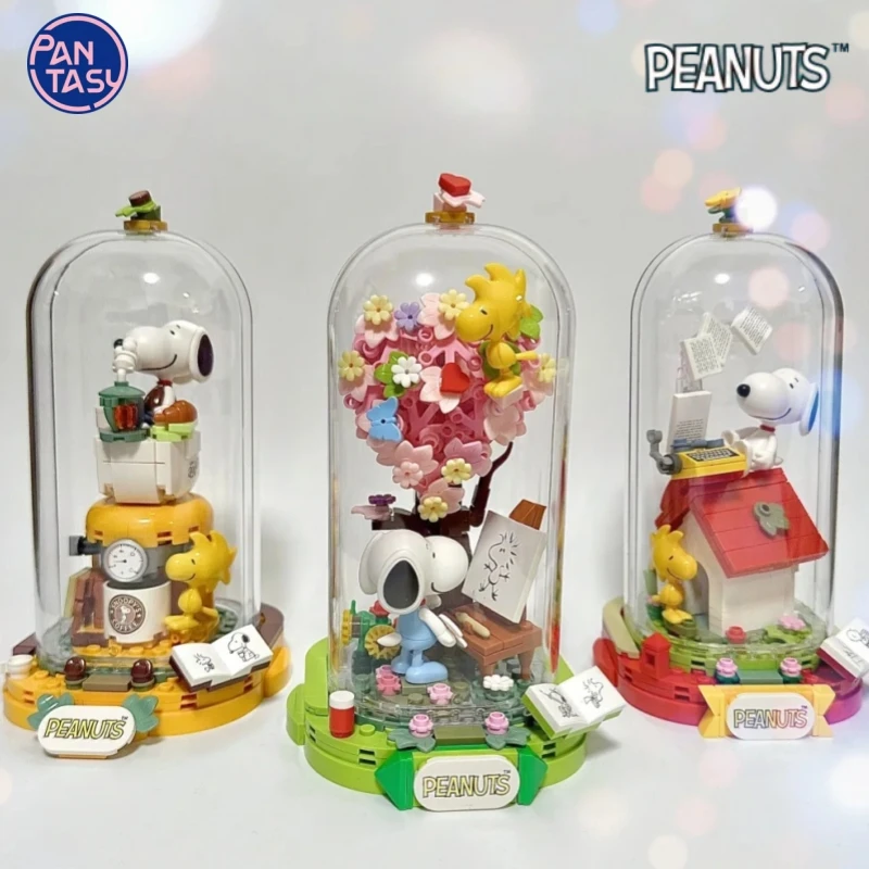

Pantasy Snoopy Building Blocks PEANUTS Assembly Toys Cartoon Coffee Machine Red House Model Ornaments Collection Gifts