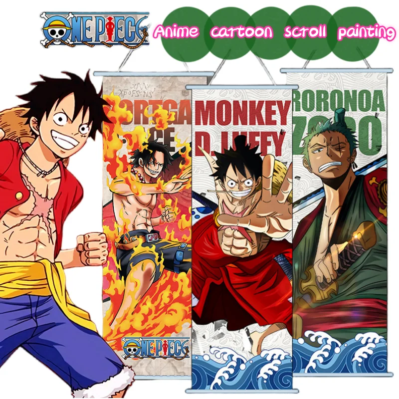 

One Piece Luffy Zoro Sanji Nami High-Value Creative Personalized Scroll Wall Art Anime Cartoon Room Wall Exquisite Decoration