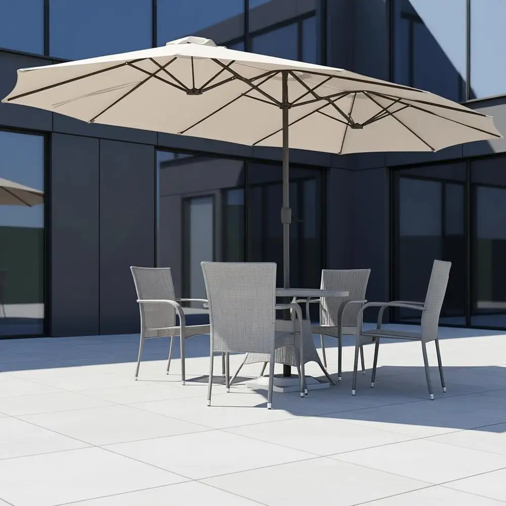 

Двусторонний большой зонт для патио 15x9 футов с ручкой и вентиляционными отверстиями для уличного торгового столика