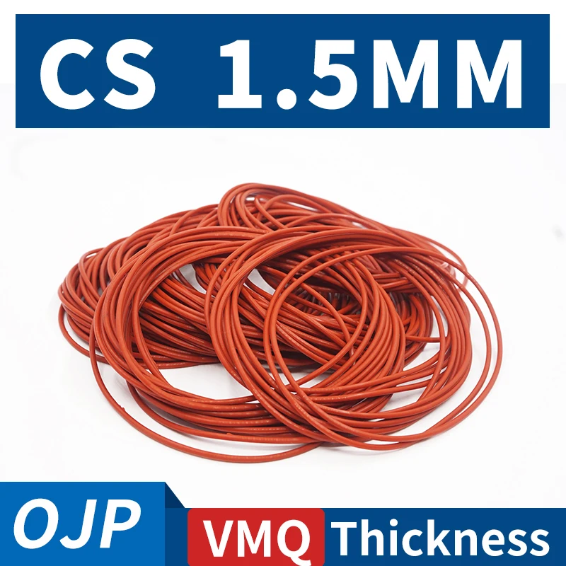 Thickness CS1.5mm Red VMQ silicon Rubber O-rings Seals Gasket Washer temperature resistant Waterproof soft silicone ring