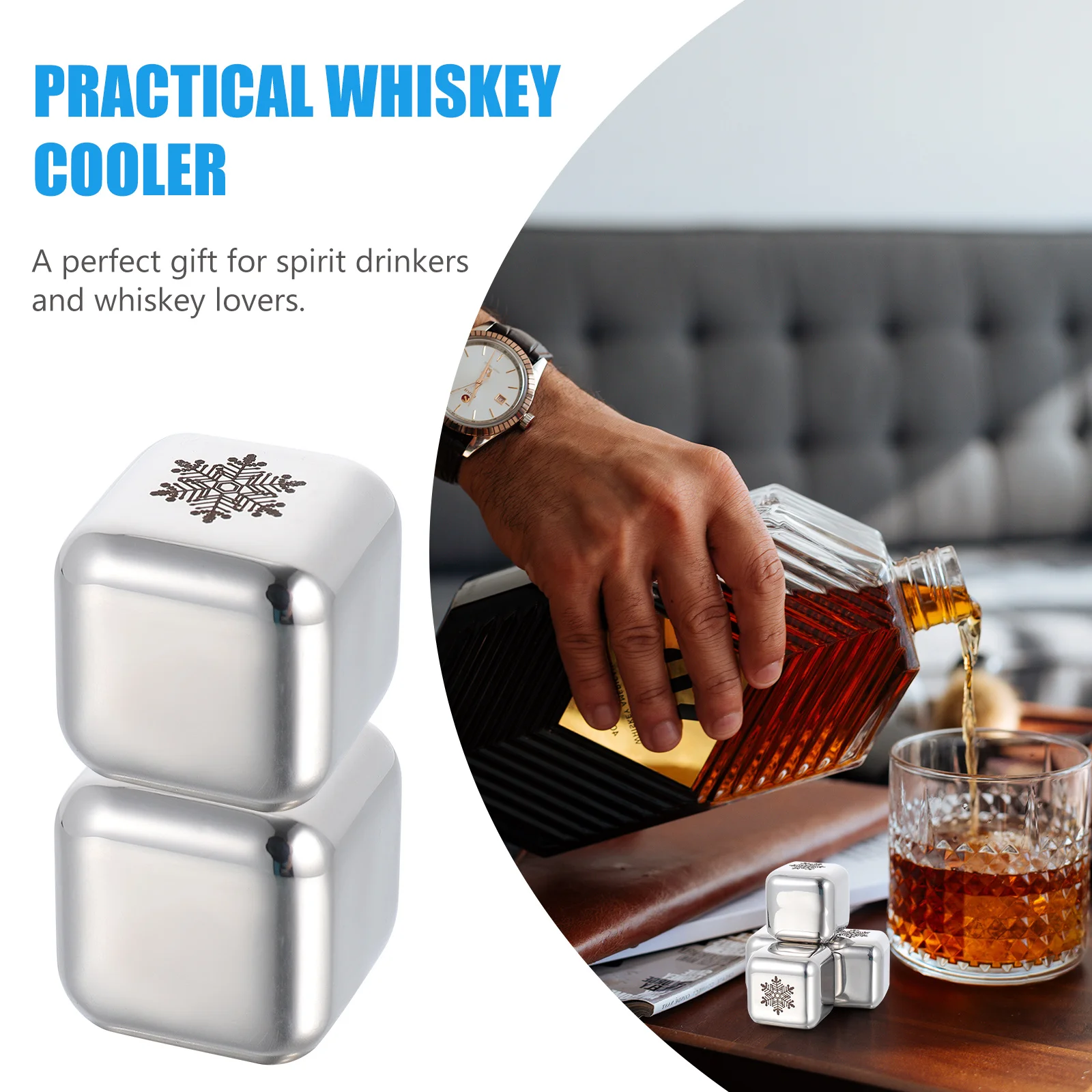 

1Set Ice Wine Stone Set Stainless Steel Reusable Ice Cubes Whiskey Cooler Beverage Cooling Stones