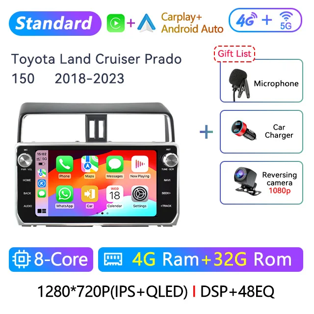 10.25" 2Din Android Car Radio Multimedia DVD Player For Toyota Land Cruiser Prado 150 2018-2023 Navigation GPS Carplay Head Unit image 3