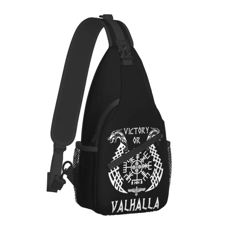 Fashion Victory Of Valhalla Viking Sling Tassen Voor Fietsen Camping Mannen Viking Symbool Crossbody Borst Rugzak Schouder Dagrugzak