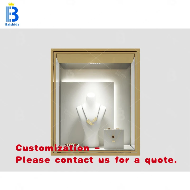 

Индивидуальный высококачественный настенный витринный шкаф для ювелирных изделий со светодиодной подсветкой, из закаленного стекла, прочный, водонепроницаемый, класса люкс.