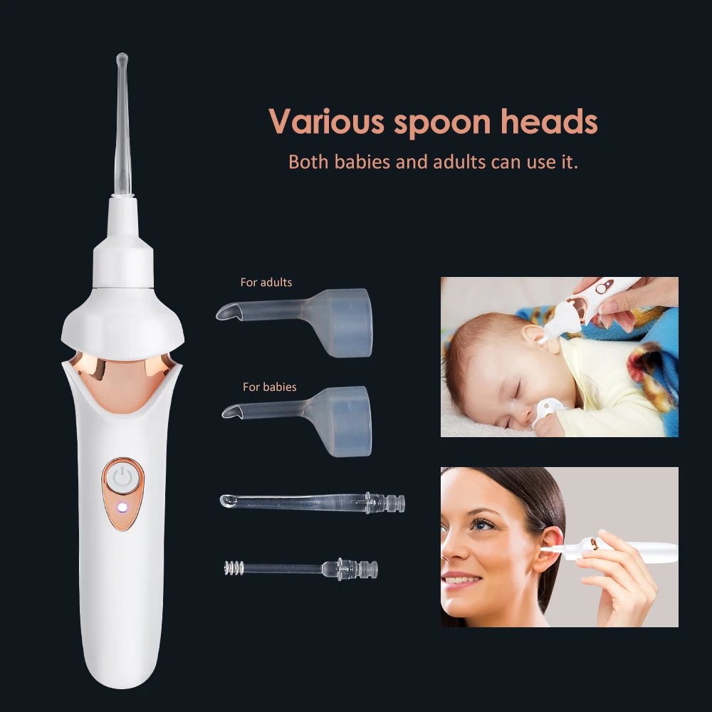 Electric Ear Cleaner Luminous Visual Ear Wax Removal Device Safe Rechargeable Children Adult Suction Ear Spoon Cleaning Tool