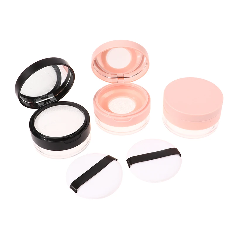 20g boş hava yastığı puf kutusu ile toz puf ayna büyük veya küçük elastik örgü taşınabilir makyaj çantası konteyner için gevşek toz