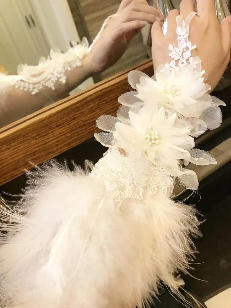 Vintage bridal wedding beautiful Lolita wrist jewelry wrist glove stage performance dance