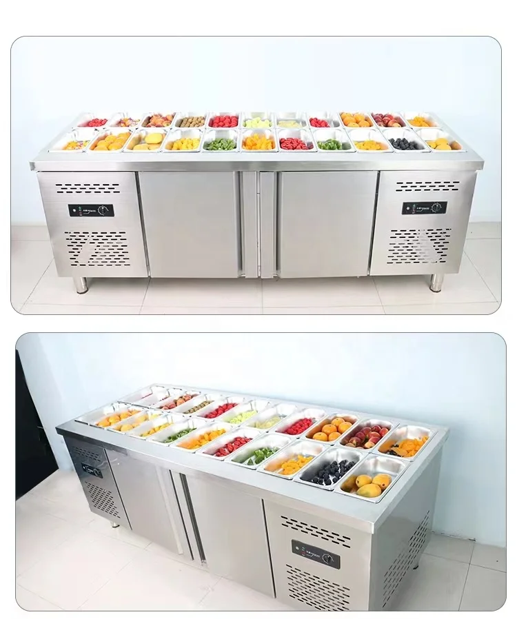 Professional Refrigerator Process Salad Bar Counter Fridge Beverage Commercial Under Counter Refrigerator