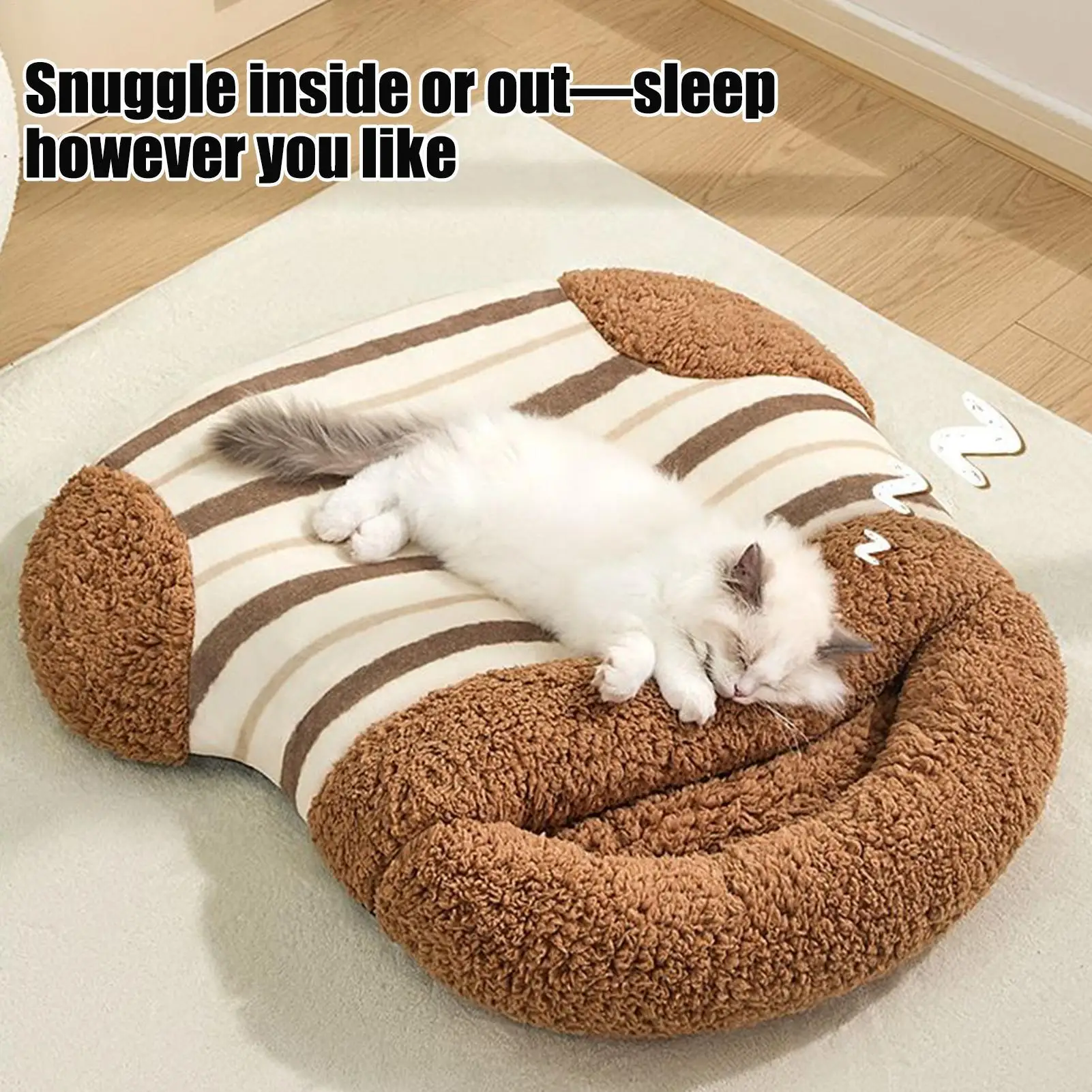 

Кровать для кошек, уютная теплая пещера для собак, закрытая подушка для домашних животных для дома и улицы, угловой балкон, гостиная, путешествия, офис, спальня