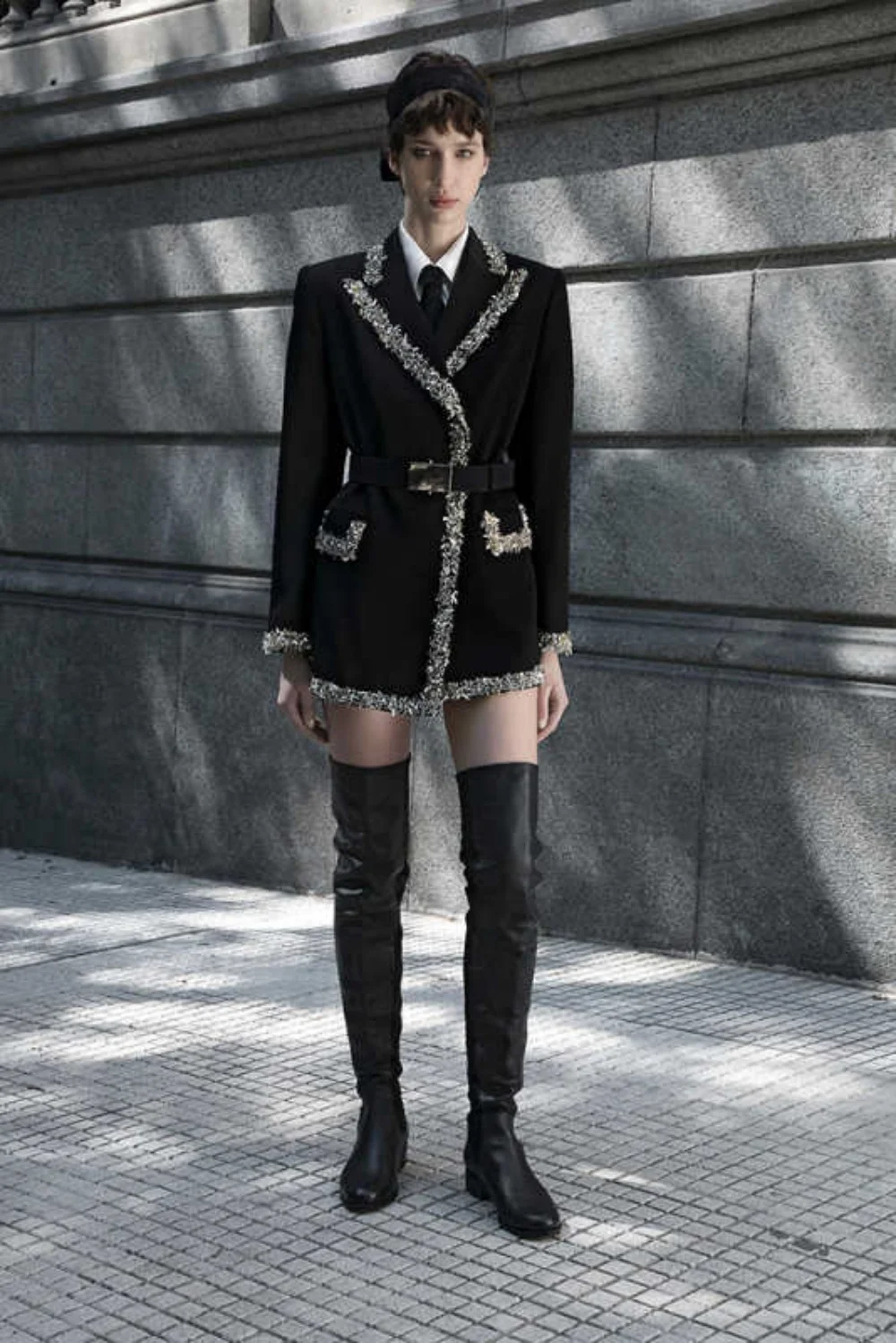 코스프레 여성 블레이저 드레스 맞춤형 라인스톤 비즈 연회 파티 가운 원피스 재킷 여성 비즈니스 코트