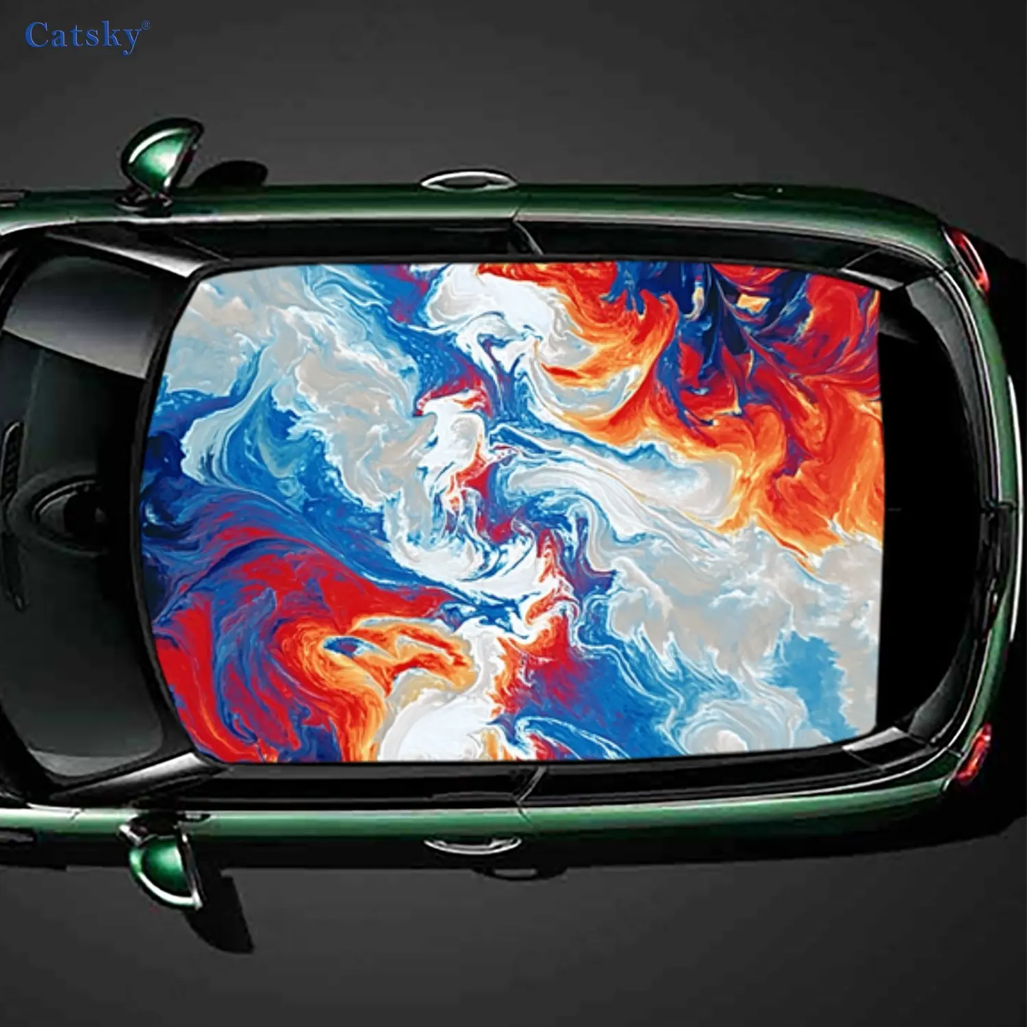 Red - Blue Flowing Vortex PVC material self-adhesive waterproof car roof sticker, paste firm and anti-ultraviolet, waterproof an