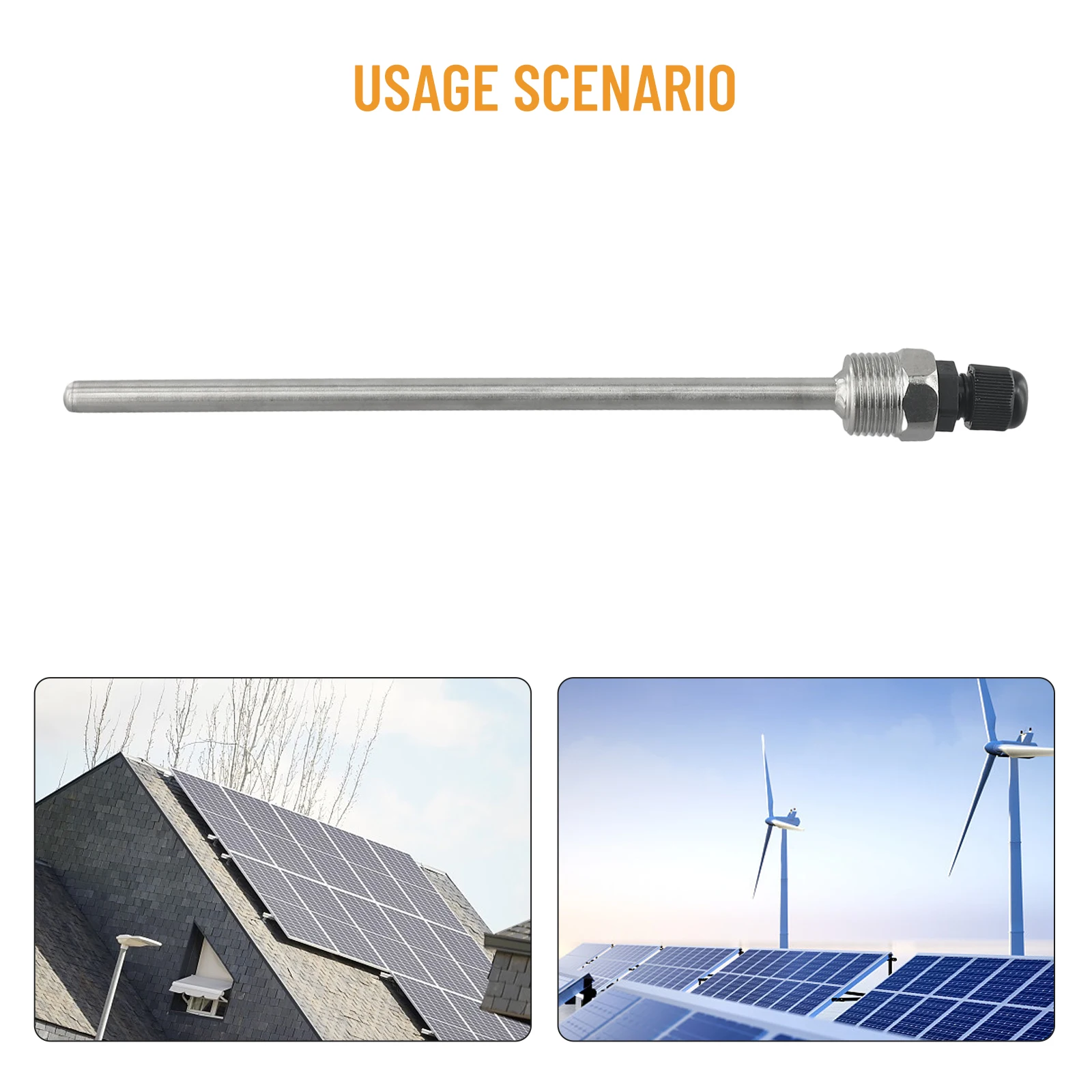 For Temperature Sensor Thermowell 30200mm SUS304 Stainless Steel with G12 Thread Suitable for Max For Temperature 250 Celsius