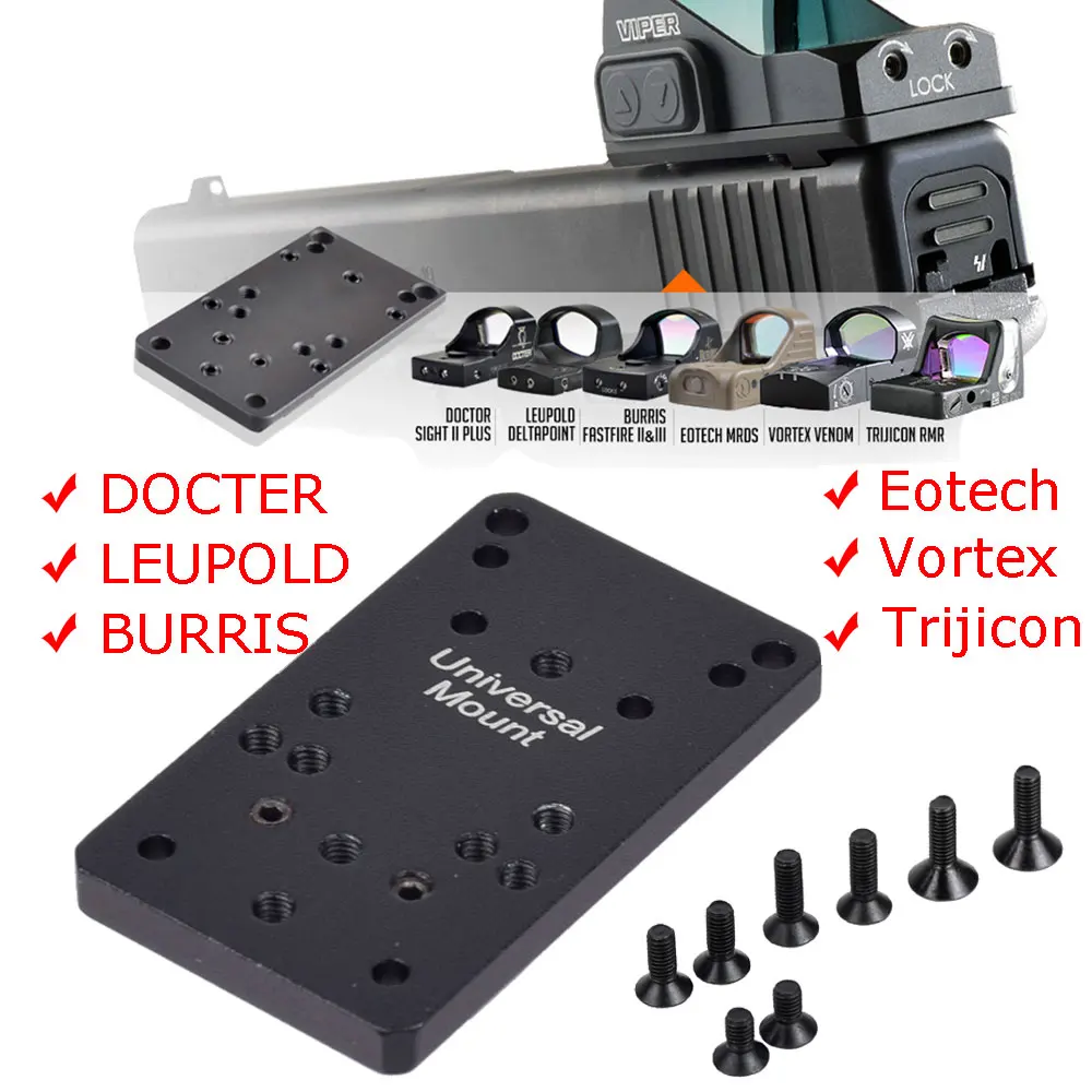 Tactical Rear Sight Mount Plate for Glock RMR Footprint Vism Universal Hunting Outdoor with Picatinny Rail 1913 Mount