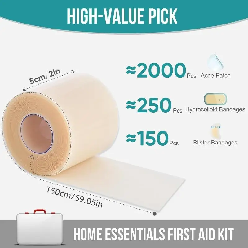 [New] Pimple Patch Artificial Skin Wound Dressing Freely Cuttable Skin-Friendly Adhesive Keep Wound Clean 1 Roll