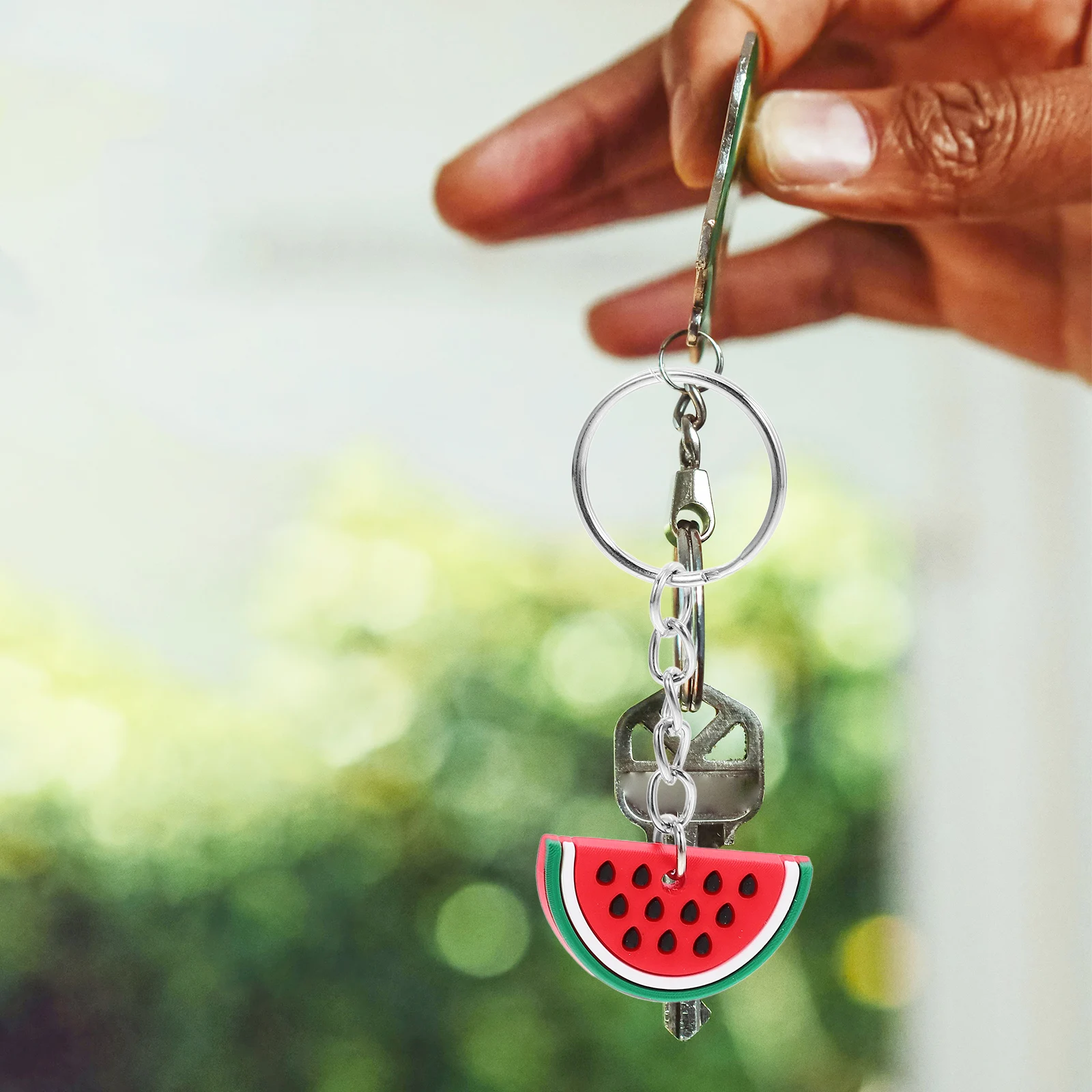 

6pcs PVC Watermelon Keychain Fruit Keyring Chains Wallet Pendant Hanging Decor Birthday Party Gifts Theme Accessories