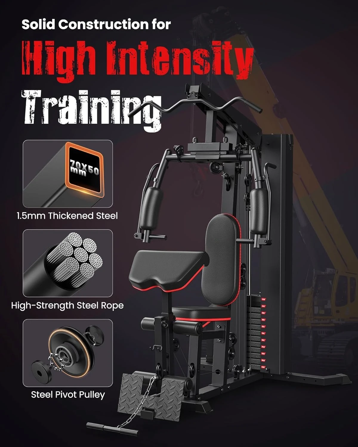 

Home Gym, Multifunctional Home Gym Equipment for Leg Press, 150LBS Weight Stack Machine, Workout Station