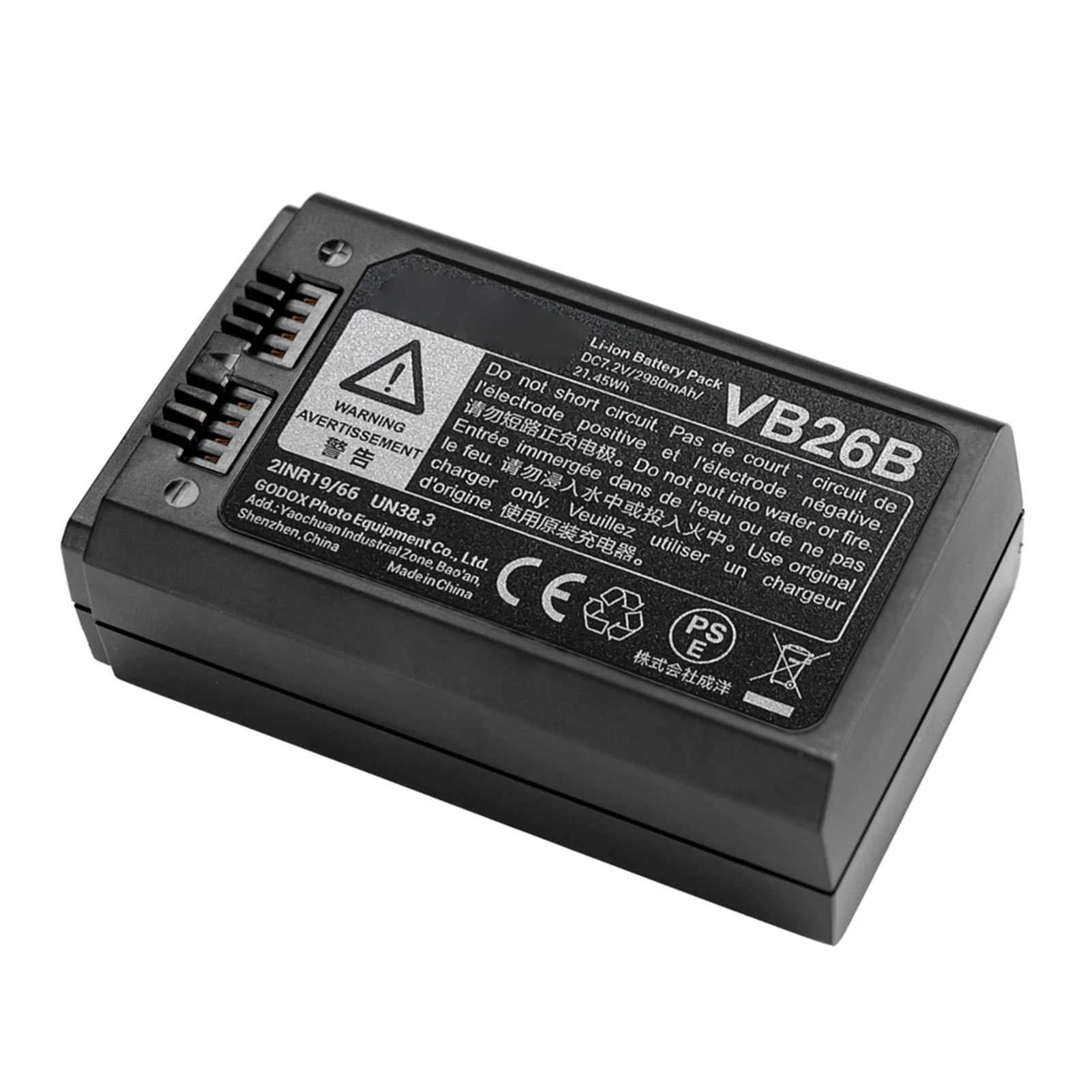 Godox vb26b bateria de íon-lítio 7.2v 2980mah 21.45wh bateria de substituição para godox v1s v1c v1n v1f v1o v1p cabeça redonda flash speedl