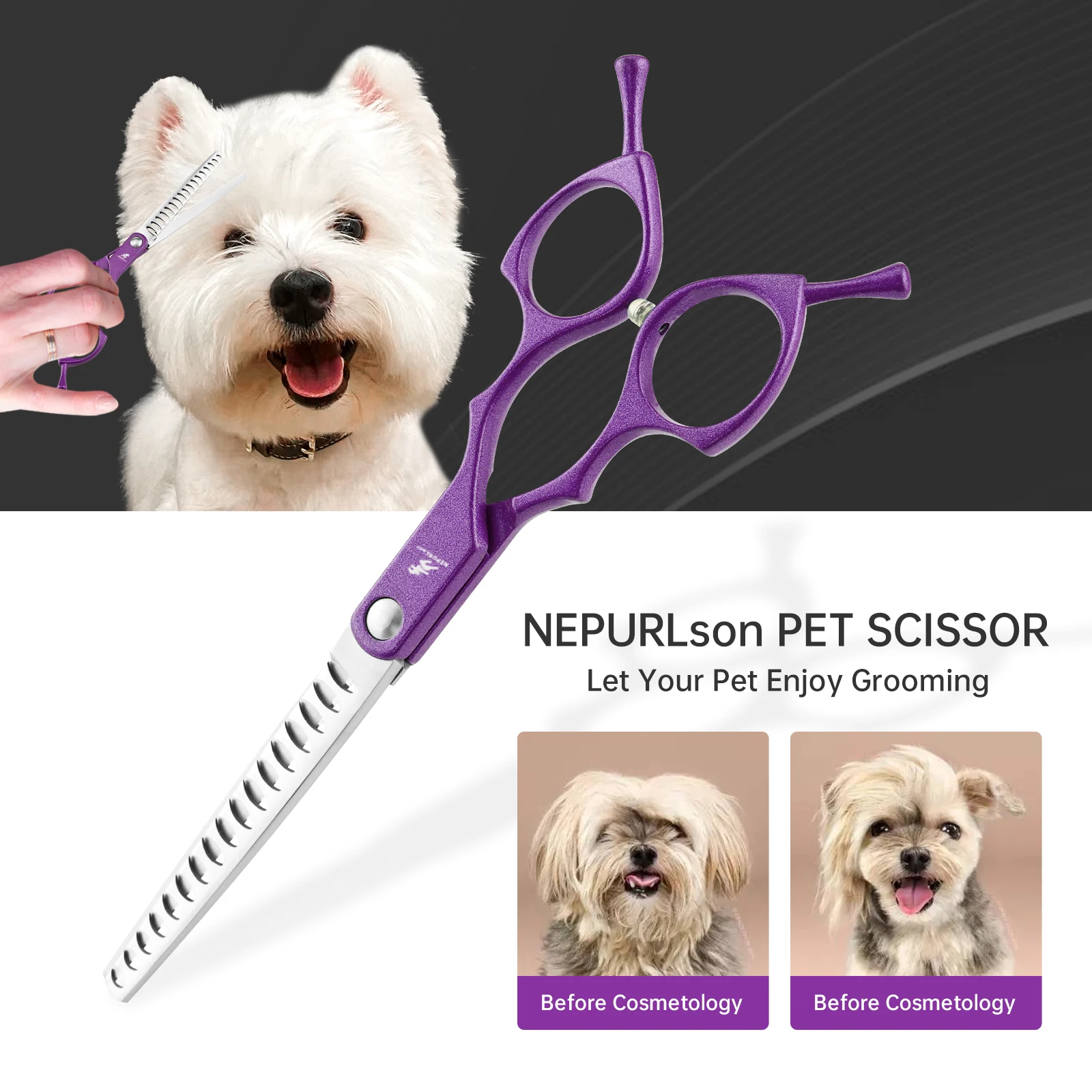 6.5-inch professional dog grooming scissors Cat and dog animal hair clipper fish bone thinning scissors