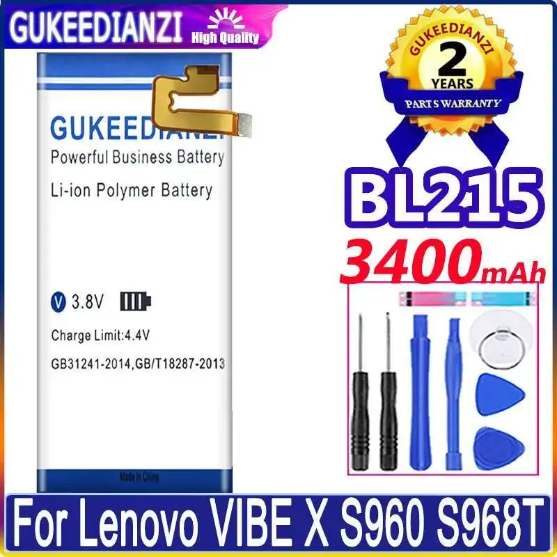 

Аккумулятор мобильного телефона для Lenovo Vibe X S960 S968T, прочный BL215, 3400 мАч, экологически чистый