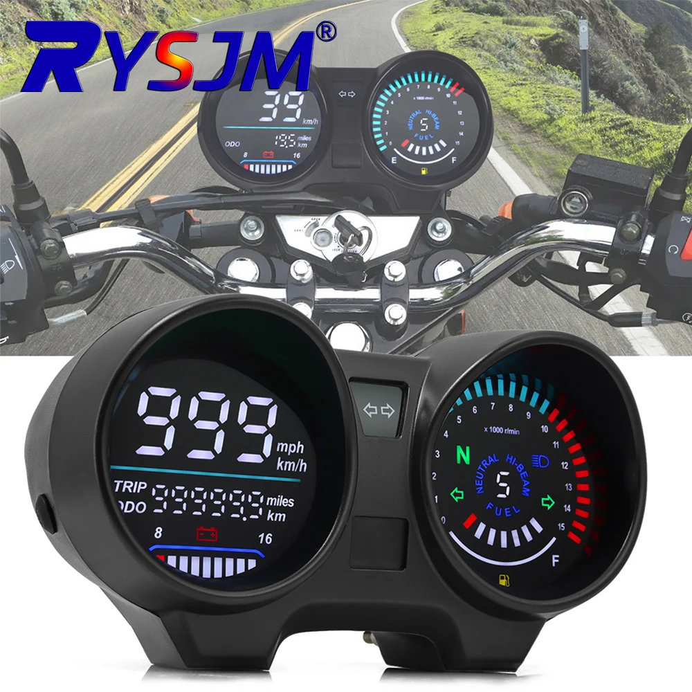 オートバイ-rpm-メータースピードメーターデジタルダッシュボードタコメーター走行距離計燃料メーター電圧計タイタン-150-ホンダ-cg150-fan150-用