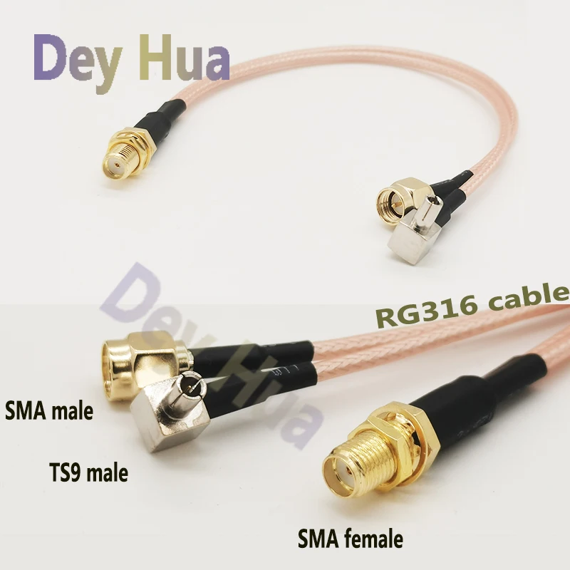 1/5PCS SMA Female to SMA+TS9 Male 3G/4G Antenna Extension Cable Right Angle Cable Y Type  SMA Splitter Combiner Jumper Pigtail