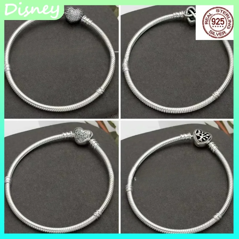 

2025 New Original Logo 925 Silver-Plated Love Heart Clasp Bead Bracelet for Women - DIY Jewelry Gifts