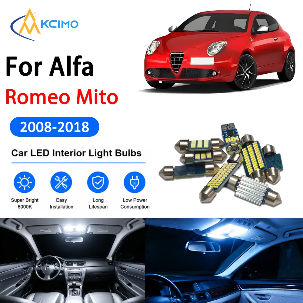 Complete LED Interior Dome Light Kit For Alfa Romeo Mito 2008-2018 Door Courtesy Bulb Safer Dome Trunk Canbus Reading Lights