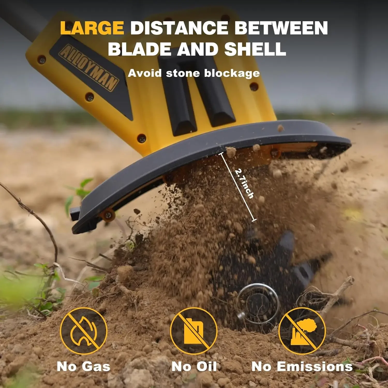 ماكينة حراثة لاسلكية 20 فولت، محراث حديقة كهربائي 360 دورة في الدقيقة، مع بطاريات وشاحن 2*2.0 أمبير، عرض التيل 9 بوصة