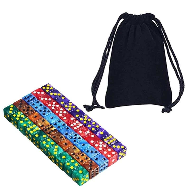 

652d 50pcs D6 Полигранные кубики.