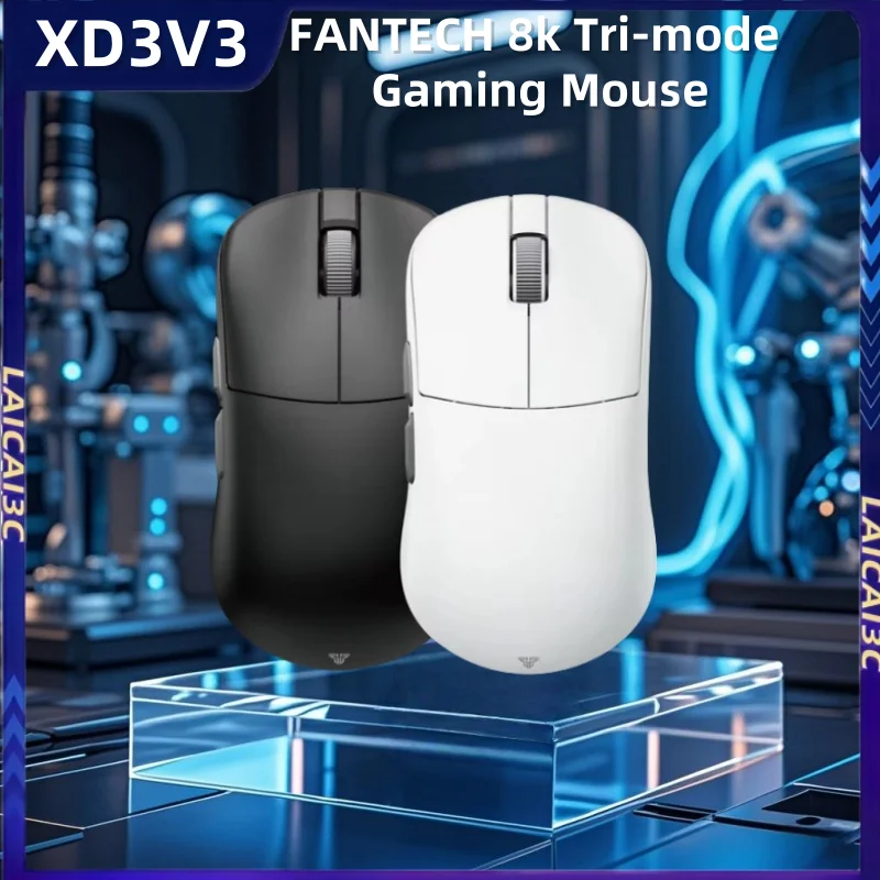 ماوس ألعاب Fantech اللاسلكي ثلاثي الوضع وخفيف الوزن وتصميم متماثل Paw3395 8 كيلو هرتز ماوسات رياضية طويلة التحمل منخفضة الكمون