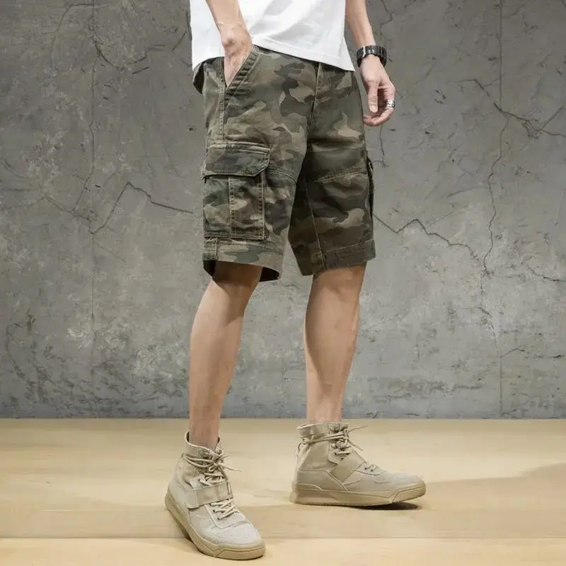 

Summer New Camouflage Tactical Cargo Shorts Men Khaki Jogger Military Cotton Casual Loose X112