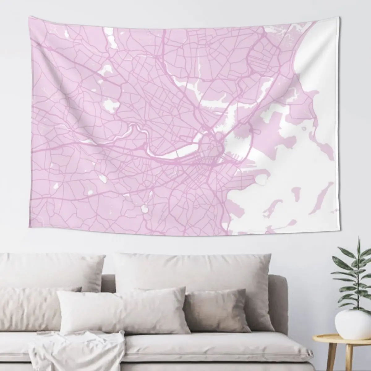 

Pink Boston MA Map Tapestry Room Decor Home Decorators Tapestry