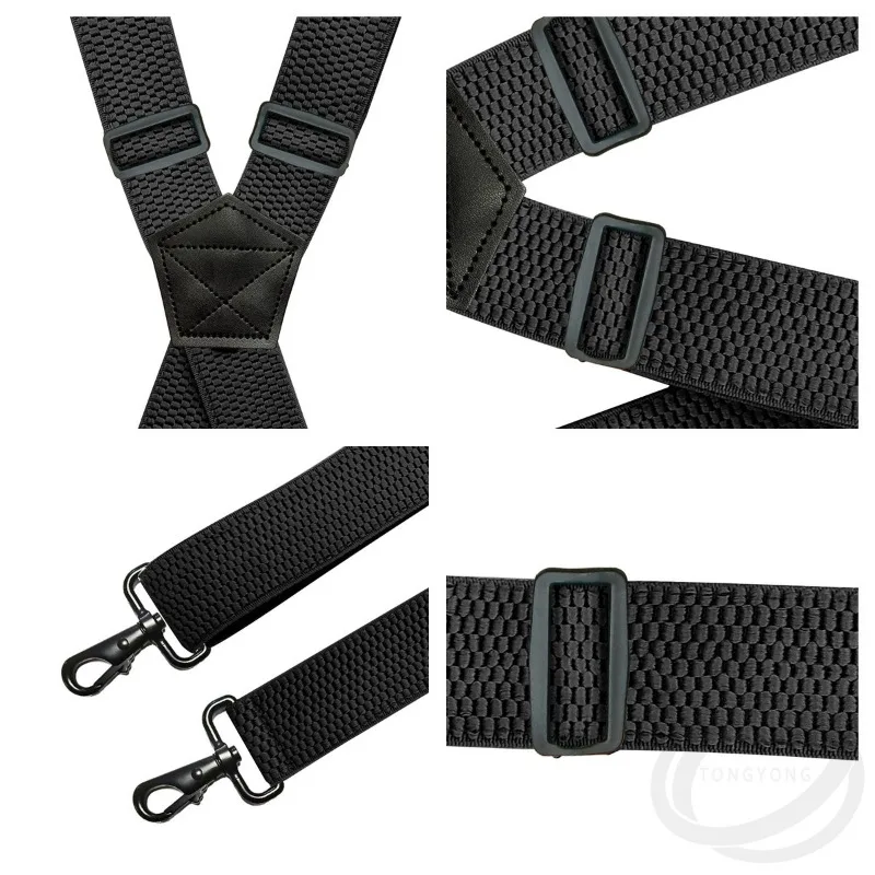 남성용 헤비 듀티 작업 멜빵 조정 가능한 탄성 3.5cm 폭 X자형 4개 회전 스냅 후크 바이커 스노우보드 바지 교정기