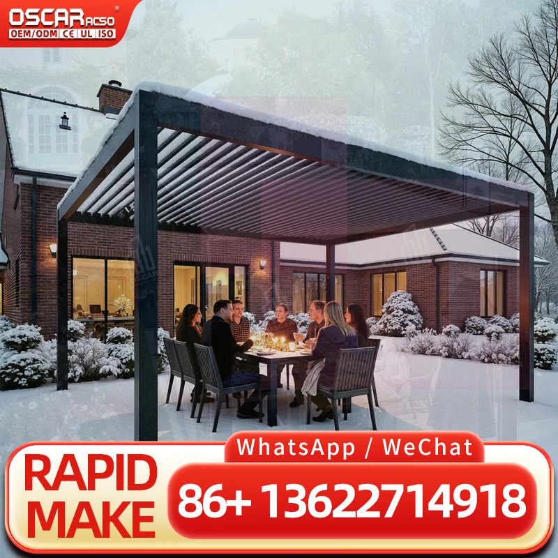 Custom Movable Folding Louver Blinds Enclosed Large Outdoor Bioclimate Veranda Pergola for Backyards and Miradors pergola