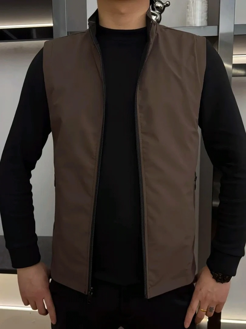 

Double-Sided Wearable Stand Collar Vest for Men New Spring Autumn Faionable Versatile High-End Feeling Sli