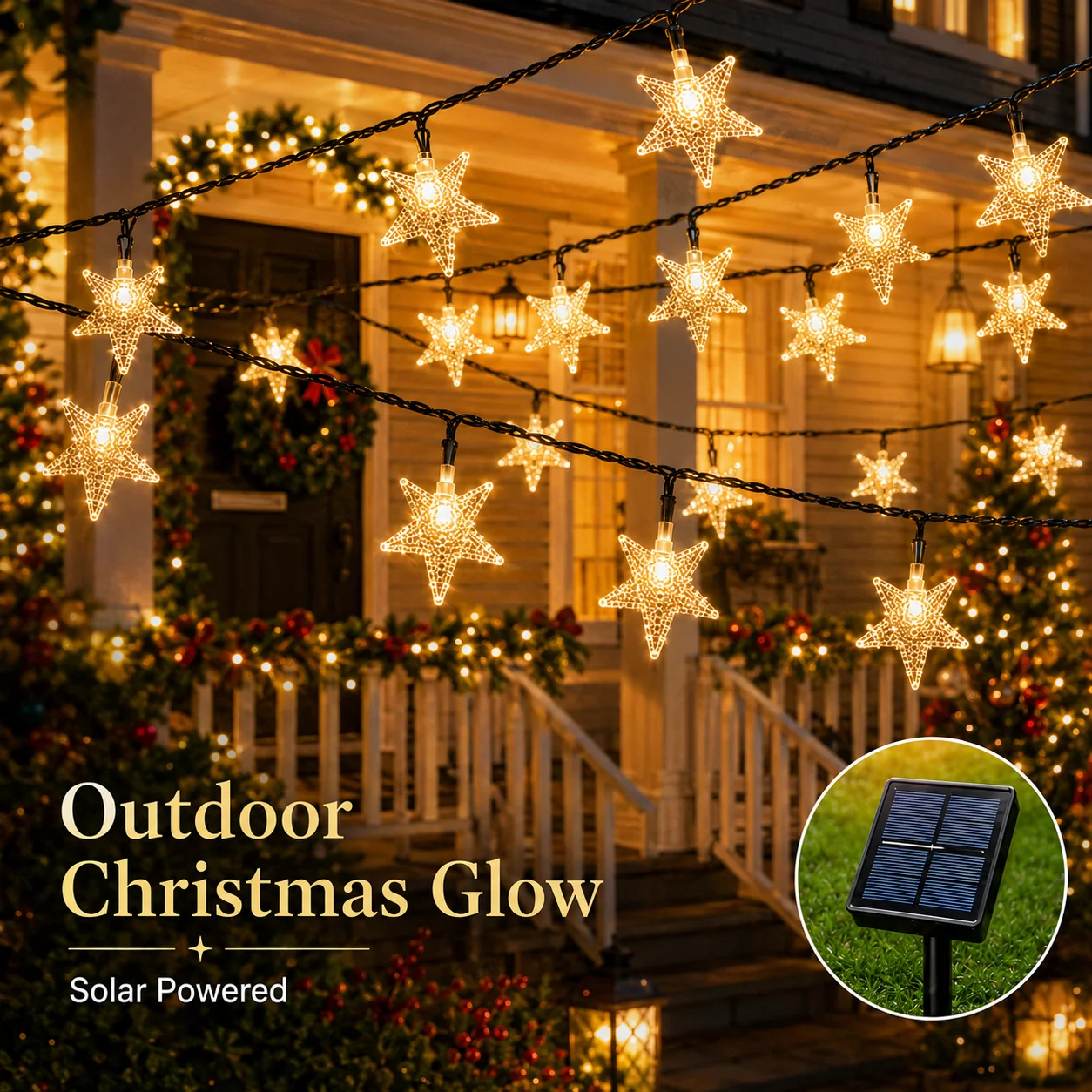 Solar Star String Lights Outdoor Fairy Lights 5M 20LED 7M 50LED 12M 100LED 8 Modes for Garden Patio Christmas Decor
