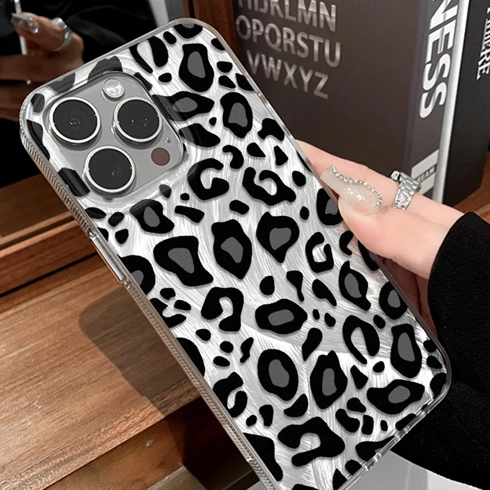 Luxury Leopard Print Glossy Glitter Funda Phone Case For Samsung S25 Ultra 5G S24 S22 S23 FE A55 A54 A35 A15 A05 Fashion Case