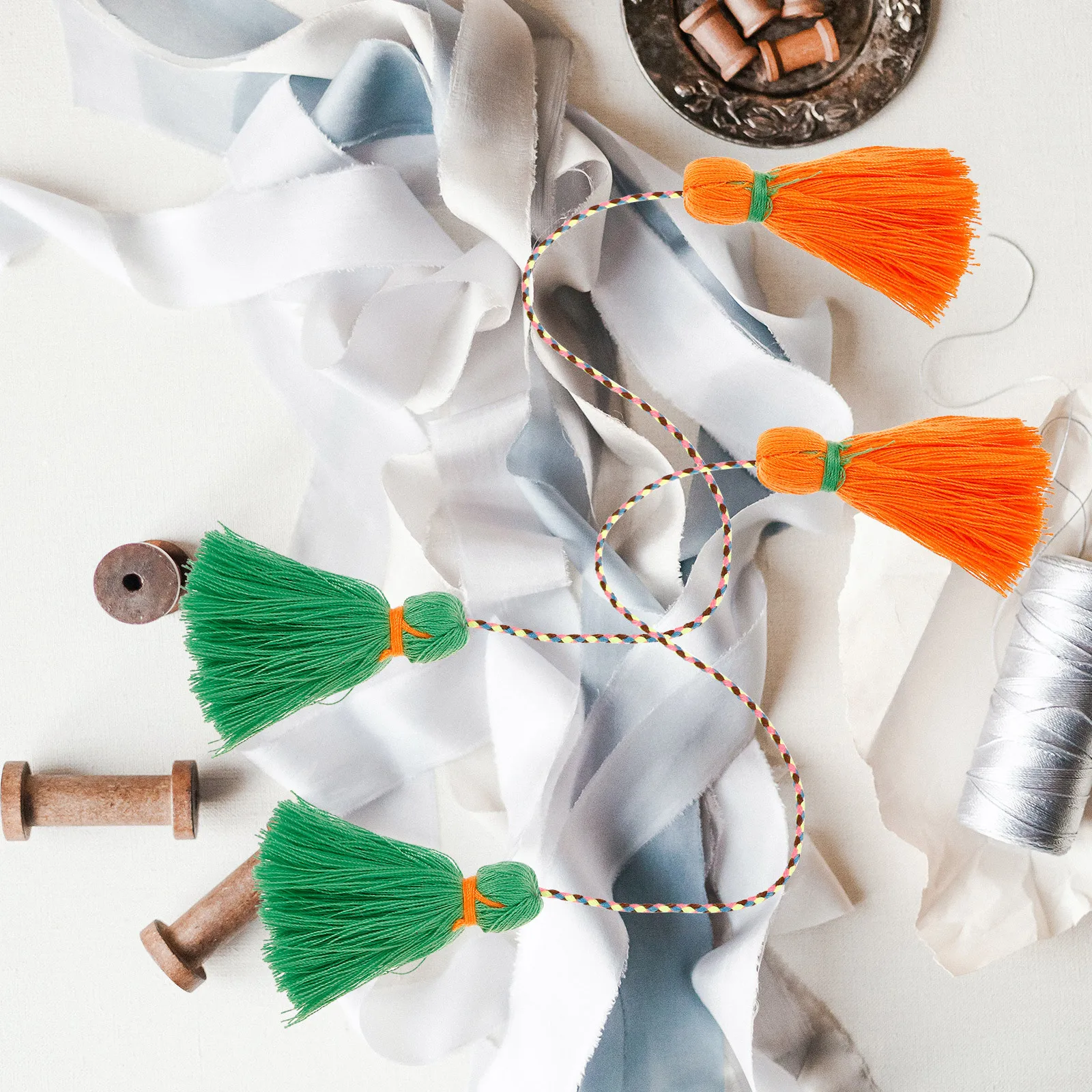 

2pcs Tassel Diy Accessories For Curtain Hanging Tassels Craft Keychain Bag Pendant Home Decor Cotton Handwoven Flow Design