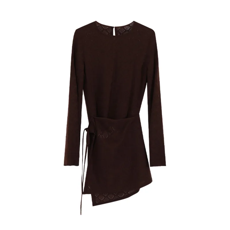 2025 Set di tende con gonna con lacci in maglione lavorato a maglia a maniche lunghe sottile leggero cavo di fascia alta con temperamento autunnale