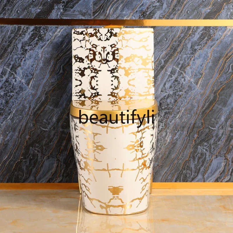 

French creative art golden toilet siphon large impulse silent local tyrant golden toilet