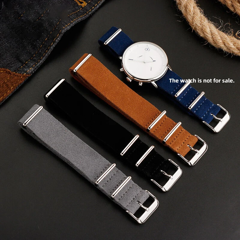 Integrated Leather Watch Strap For Omega Seamaster 300 600 Rolex Black Water Ghost Suede Watchband 20mm 22mm Universal Bracelet