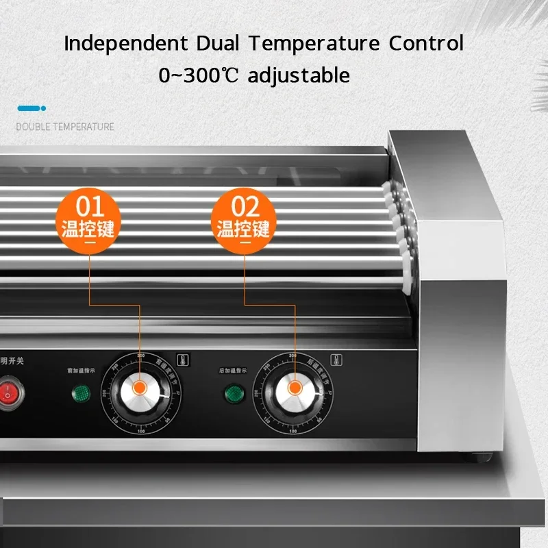 220v Electric Sausage Roaster Commercial Hot Dog Griller Automatic Rotation Hotdog Sausage Barbecue Machine