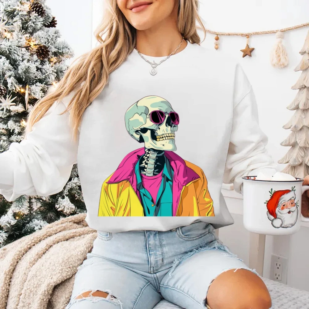 Sweatshirts Mode Stijlvol Schedel Grafisch Unisex Hoodies Oversized Street Fashion Trui Casual Los Y2K Jaren 2000 Amerikaans Kleden