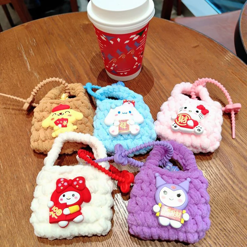 Sanrio Cartoon Cute Bluetooth Earphone Protection Bag Kawaii Portable Mini Wallet Pendant Keychain Girls Gifts