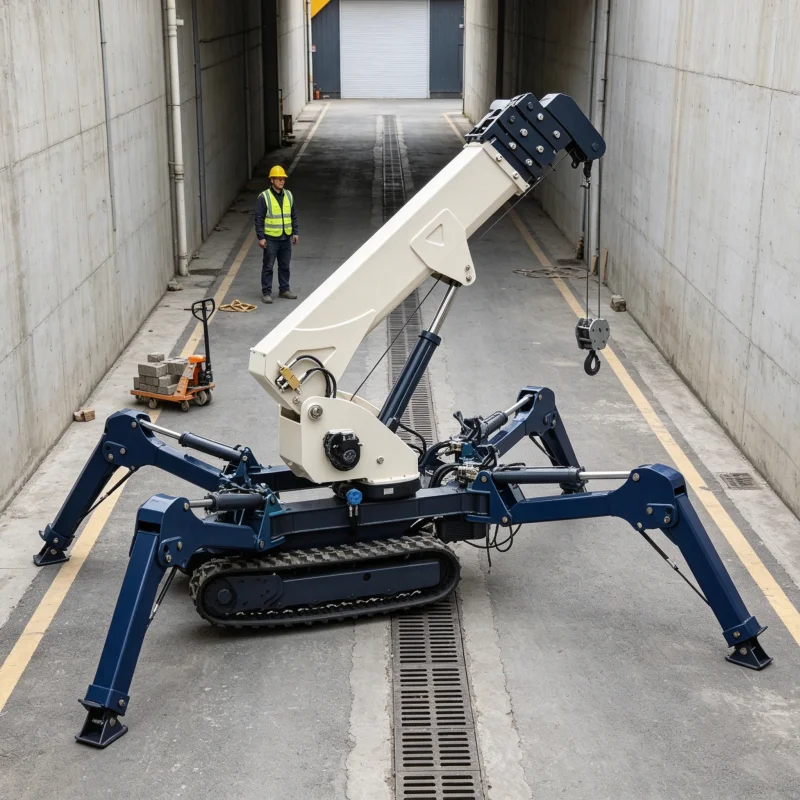 CE Certified 3 Ton Mini Spider Crane Remote Controlled Hydraulic Hoist For Limited Space Residential Building Sites