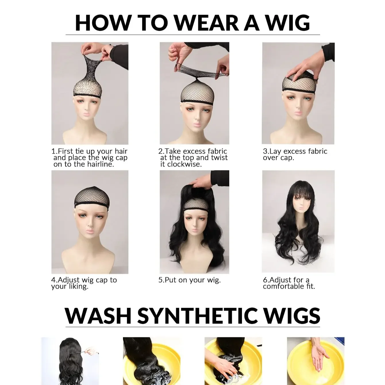 SuQ Peluca sintética larga y recta natural con parte media para mujer, peluca de documentos negra natural, grado de calor, realista, 03/peluca de fiesta