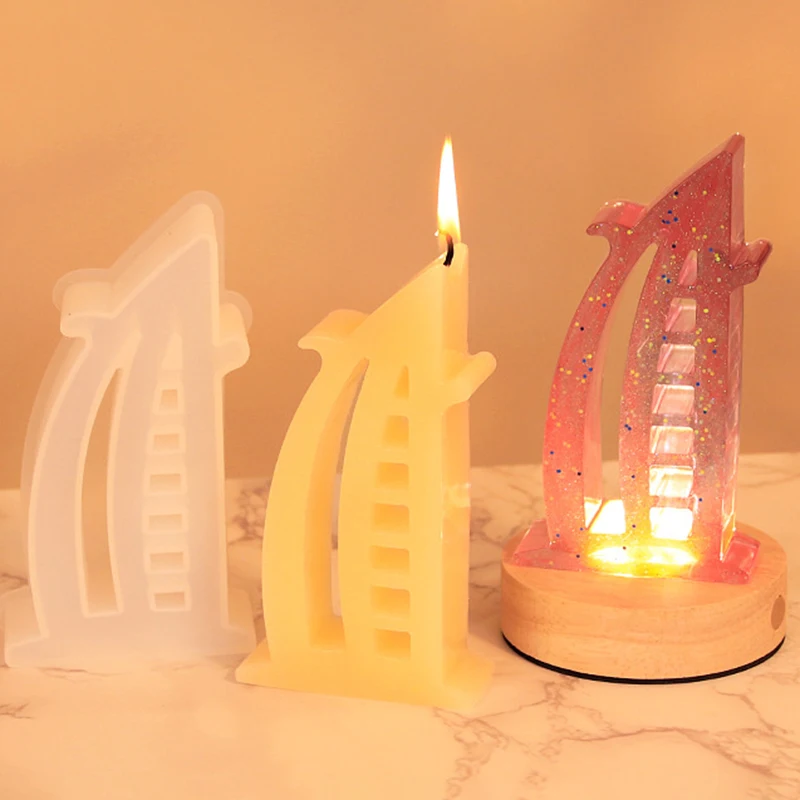 Landmark Architectural Candle Mold Crystal Epoxy Resin Mold DIY Soap Chocolate Cube Baking Silicone Mold Casting Mold Suppies